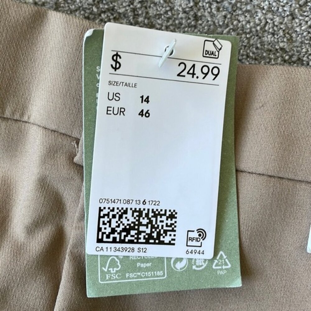 NWT H&M Beige Slacks Ankle Length - Size 14 - Picture 5 of 5
